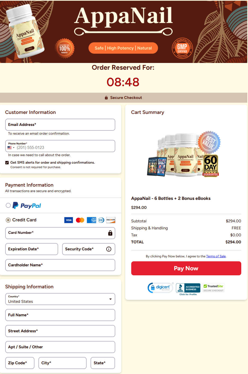 AppaNail Secure Order Checkout